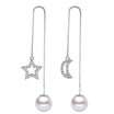 Star And Moon Long Drop Earrings For Women Exaggerated Fashion Party Jewelry Gifts Imitation Pearl Eardrop WG44