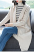 Medium&long loose hooded knitted winter 2018 womens wear new woollen sweater Korean version of the pure color sweater coat