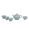 Newchinaroad ruyao sky blue&celadon ceramic tea set Kungfu teaset porcelain teapot Tureen Chinese teacup
