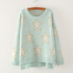 Womens western autumn&winter round neck Korean version of sweater bright silk star patterns under a fork cover sweater