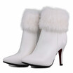 IDIFU Womens Sexy Faux Fur Pointed Toe Stiletto High Heel Side Zipper Ankle Booties