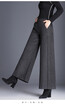 Winter 2018 woollen broad-leg trousers for women thickened&high-waist-side striped stitching straight leg slacks for women