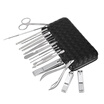 16Pcs Stainless Steel Manicure Pedicure Set Nail Clipper Cutter Scissor Tweezer Earpick Blackhead Needles PU Bag Included