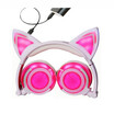 New Version Rechargeable Foldable Flash LED Diode Luminous Cat Headphones Backlit Headset for PC Computer Mobile Phone