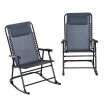 Juego De Sillas Mecedoras Plegables Para Patio Al Aire Libre De Malla De 2 Piezas Garden Rocker Chaise Lounge - Gris