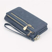 NovelTeez Wallet female long frosted PU double zipper ladies wallet large capacity mobile phone bag