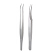 2Pc Stainless Steel Eyelash Extension Tweezers Straight Curved Tip Eyelash Tweezers for Eyelash Extension Applications With Storag