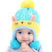 Childrens winter cap kitten plus fluffy ear protection wool cap 5-24 months baby warm knit cap