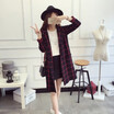 Womens wear of 2018 new Korean suit-collar plaid knitted sweater with a long&loose cardigan jacket