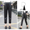 For autumnwinter 2018 pair of lamb suede pants with loose thin&thick casual pu leather harem pants