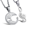 Lovers couple Music Breaks Moon Pendant necklace Titanium Stainless Musical Charm Chain Crystal Jewelry Gift for Women Men