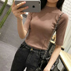 Women Middle Sleeves Sweaters Slim Warm Bottoming Sweater Knitted Pullover