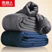 Antarctic Nanjiren warm pants mens color spinning wool double knee pads patch plus velvet thickening leggings single piece long pants slim trousers men Tibetan blue XXL