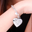 925 Sterling Silver wristband Women Bracelets Lovely Heart Pendant Hand Chain Romantic Flower Bridal Jewelry Wristband