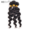 HCDIVA 7A Peruvian virgin human hair 3 bundles Loose wave hair extensions natural Black No shedding