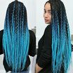 Synthetic Jumbo Braid Hair Extension 5bundles 24" Three Tone Ombre Black-Blue-Deepskyblue