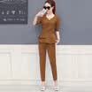 Fort Sheng 2017 new women&39s autumn suit fashion two-piece Korean version of long-sleeved trousers small incense temperament chiffon shirt zx17081409 brown XL