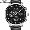 GUANQIN Mens watch top brand luxury chronograph luminous fashion mens sports leather quartz watch