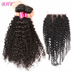 Bhf Hair Unproccessed Human Hair 3 Bundles With Closure Peruvian Virgin Hair Kinky Curly