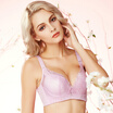 Urban beauty lace bra adjustment gathering type deep v sexy lace b mold cup bra YB6112 shrimp powder 75B
