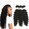 MORICHY Brazilian Virgin Hair Deep Wave 3 Bundles 7A Unprocessed Deep Wave Human Hair Weave Bundles Natural Color 100gBundle