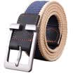 Half cigarette canvas belt men&39s belt smooth buckle youth Korean version of the belt pin buckle casual outdoor students B-170541 blue 115