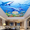 Custom Photo Non-woven Fabric Wallpaper 3D Ocean World Ceiling Mural Paintings Living Room Ceiling Wallpaper Papel Pintado Pared