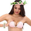 Yizi yates lace invisible bra lacquered silicone bra thick bride bride swimming small chest gather breathable milk paste underwear pink C cup