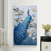 Custom Mural Wallpaper European Style 3D Relief Flowers Blue Peacock Wall Painting Hotel Living Room Study Entrance Decor Murals