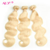 Alot Hair Body Wave 3 Bundle Deal Peruvian Virgin Human Hair Weaving Color 613 Blonde Weave 10 inch -24 inch