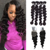 7A Brazilian Virgin Hair Body Wave with Closure 4 Bundles Human Hair with Closure Soft&Bouncy 1B Color Brazilian Virgin Hair