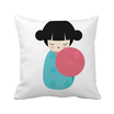 Blue Kimono Sakura Japan Doll Square Throw Pillow Insert Cushion Cover Home Sofa Decor Gift