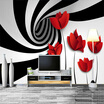 Modern Simple Abstract Art Black And White Striped Flowers Photo Wallpaper Living Room TV Sofa Backdrop Fashion Decor 3D Murals