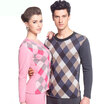 Antarctic Nanjiren N033D10031A thermal underwear men&women printing body sculpting jacquard plus velvet thickening suit female pink XL