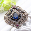 Vintage Turkish Women Tulips Flower Brooch Rhinestone Jewelry Multicolor Resin Hollow Brooches Broches Ladies Party Hijab Pins