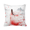 Mei Xue In Red Chinese Style Watercolor Polyester Toss Throw Pillow Square Cushion Gift