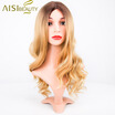Is a wig 24 inches Long Wavy Synthetic Ombre Wigs for Women Dark Brown to Blonde Two Tone Heat Resistant Fiber Hair