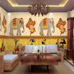 Custom 3d mural 3D large mural Southeast India style Thai elephant theme restaurant hotel room wallpaper mural