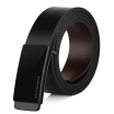 Buybarly Mens Leather belt double side buckle black