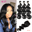 Brazilian Hair Body Wave 7A 3pcs Human Hair bundles With closure Natural Black