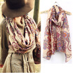 CANISHot Fashion Womens Vintage Flower Pattern Long Scarf Shawl