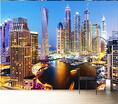 Custom 3d mural Dubai night living room wallpaper 3D wallpaper City landscape color personalized large mural wallpaper