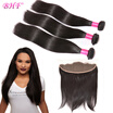 Brazilian Kinky Curly Brazilian Lace Frontal Closure With Bundles1Pcs Lace Frontal 13x4 With 3Pcs Human Hair Bundles