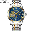 GUANQIN Mens Top Brand Business Waterproof Watch Tourbillon Automatic Mechanical Watch Mens Casual Leather Strap