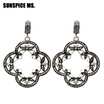 Trendy Bohemia Ethnic Hollow Flower Rhinestone Dangle Earrings Jewelry Antique Gold Color Crystal Drop Earring Turkish Bijoux