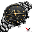 Quartz Wristwatch Male Watch Luxury Brand Dress Watches Luxury Waterproof Watch Stainless Steel Case Black Clock Saat Reloj