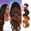 7A Brazilian Virgin Ombre Hair Body Wave Weft 3 Bundles Mixed Length 100 Unprocessed Virgin Human Hair Extensions T1b30