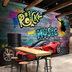 Custom Wall Mural Wallpaper Ferrari Sports Car City Graffiti Murals Papel De Parede 3D Restaurant Cafe Bar Background Painting
