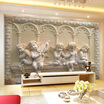 Custom Any Size 3D Wall Mural Wallpaper 3D Stereoscopic Angel Carving Relief Living Room Sofa Backdrop Seamless Mural Wall Paper
