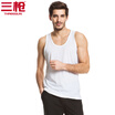 Three gun mens vest modal cotton Li Chen with the round neck collar mens vest white XL